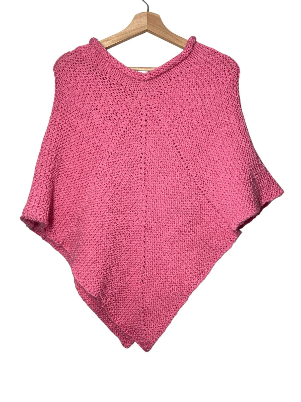 Handmade Pink Poncho Knit Womans Size Small - Medium Estimated